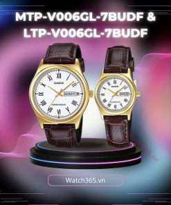 CASIO MTP-V006GL-7BUDF & LTP-V006GL-7BUDF - ĐỒNG HỒ ĐÔI - KÍNH KHOÁNG - DÂY DA - PIN - SIZE 38&25 MM - MÁY NHẬT
